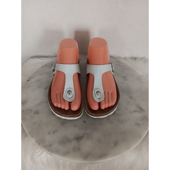 Giulia Palai Youth Girls Size 4 Toe Post Sandals White Iridescent Made in Italy - Picture 1 of 16